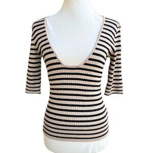 Nasty Gal Womens Beige Black Striped Next To You Knit Top $68